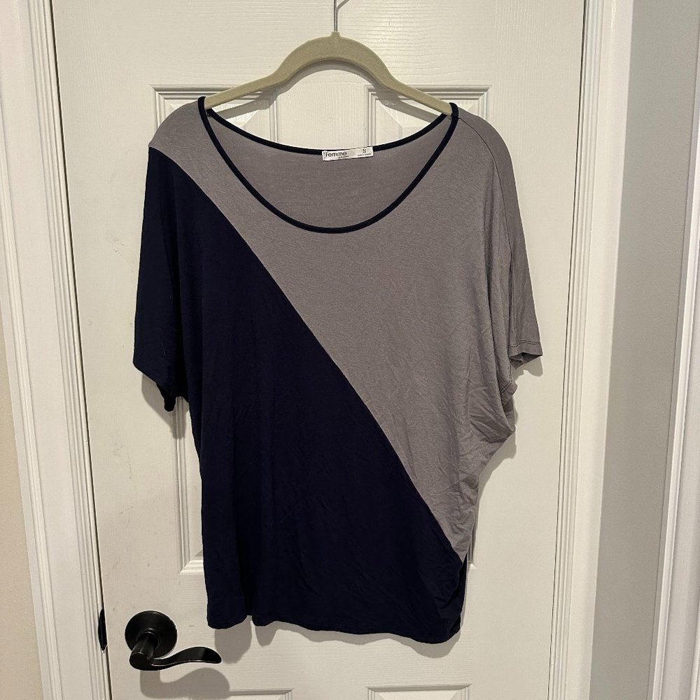 Femme Colorblock Navy Blouse Size S